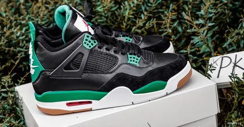 RETAIL GOD TO PK Black Jordan 4 Green SHIP SB MATERIALS READY Retro 0511